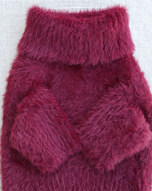 Bobbi Burgundy Eyelash Knit Dog Sweater