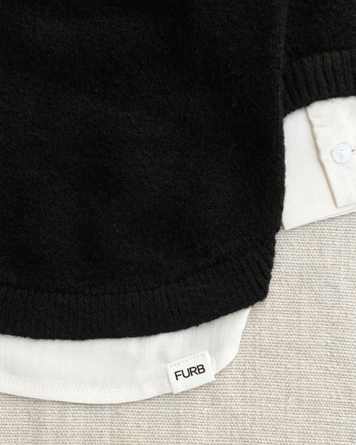Like A Boss Two-fer Collared Black Dog Sweater
