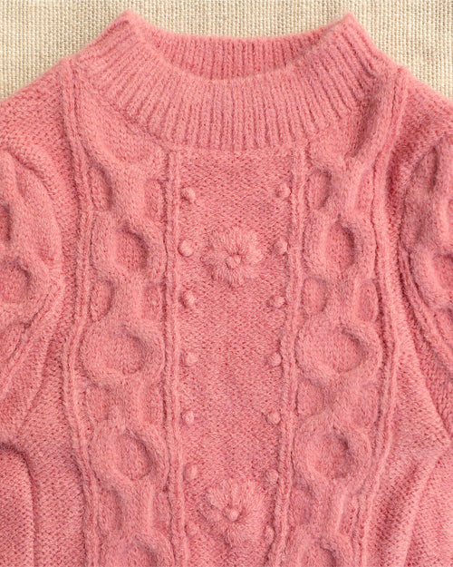 Genevieve Mauve Cable Knit Dog Sweater