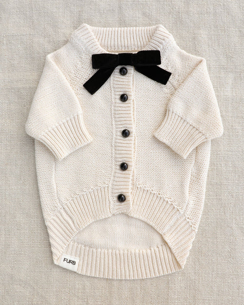 Madeline Oat Bow Dog Cardigan