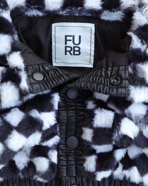 Broadway Taxi Check Faux Fur Jacket