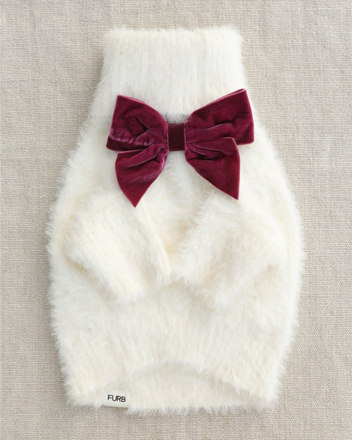 Bobbi Holiday Ivory Eyelash Knit Dog Sweater