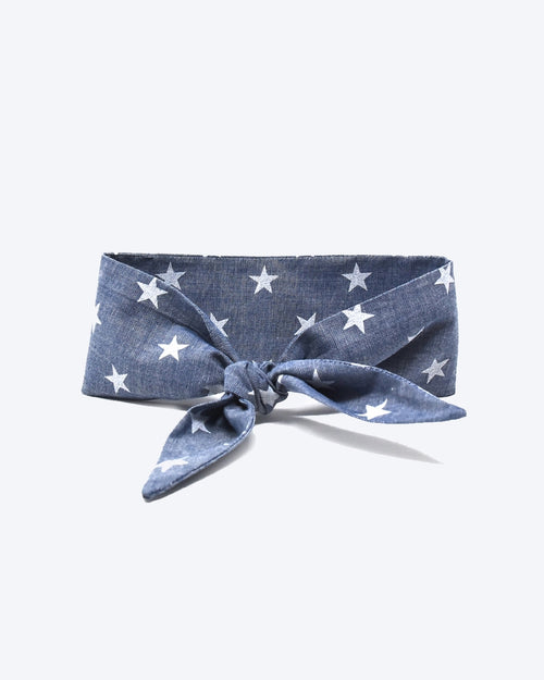 Starry blue dog bandana, great for small and medium breeds like Beagles and Cocker Spaniels.