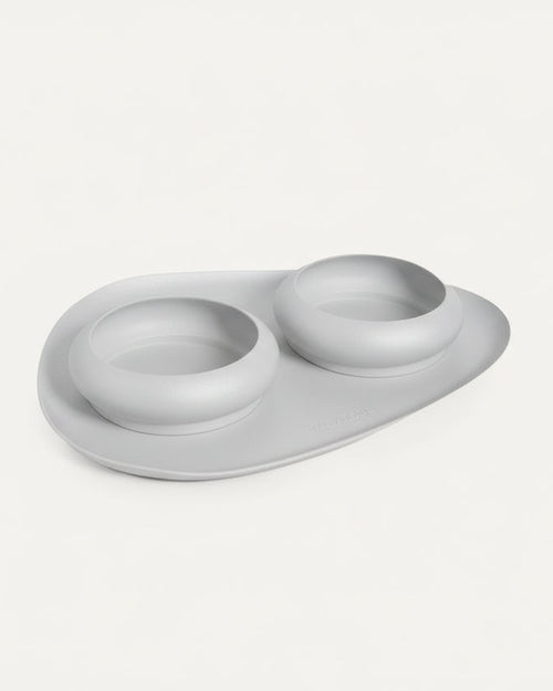 Dinner Is Served Bubble Bowl + Mat Set, Grey