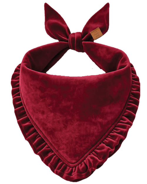 Velvet Noel Burgundy Ruffled Dog Bandana