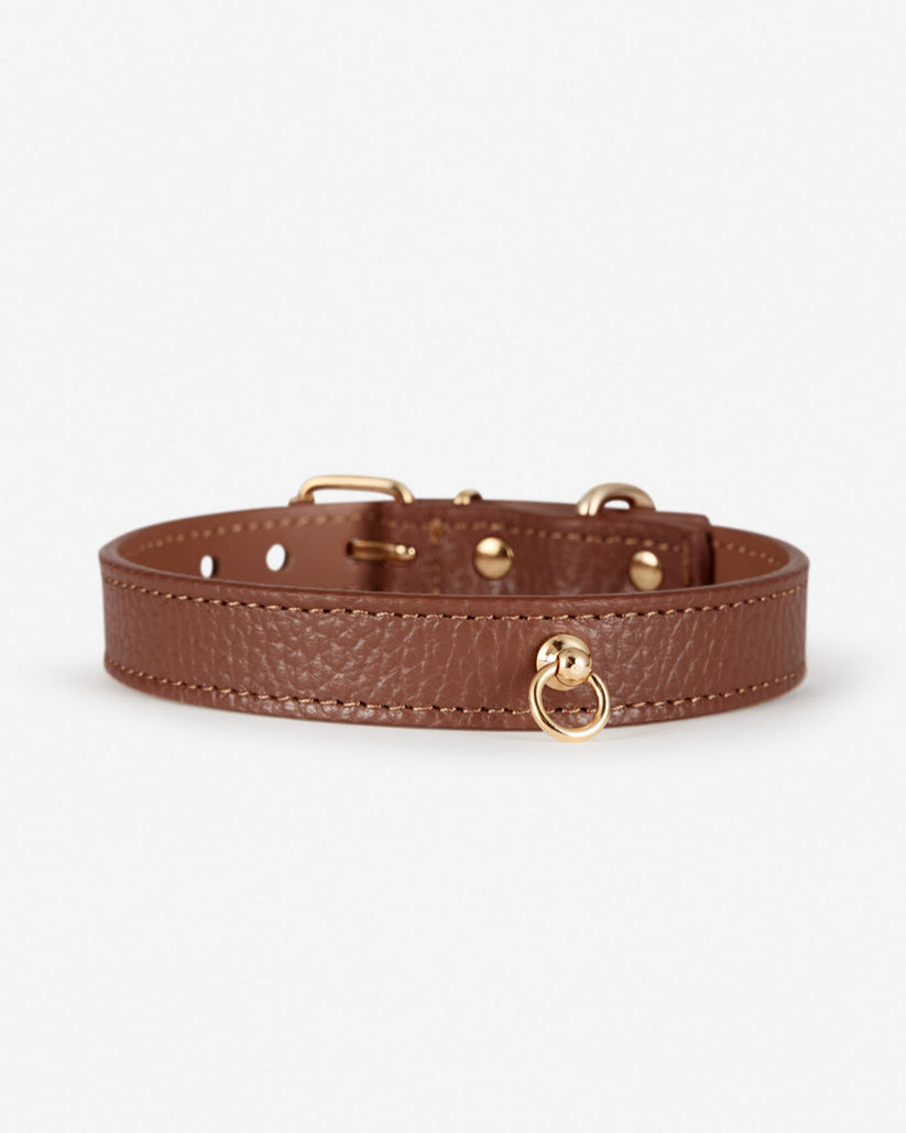 Nara Leather Collar in Chocolate