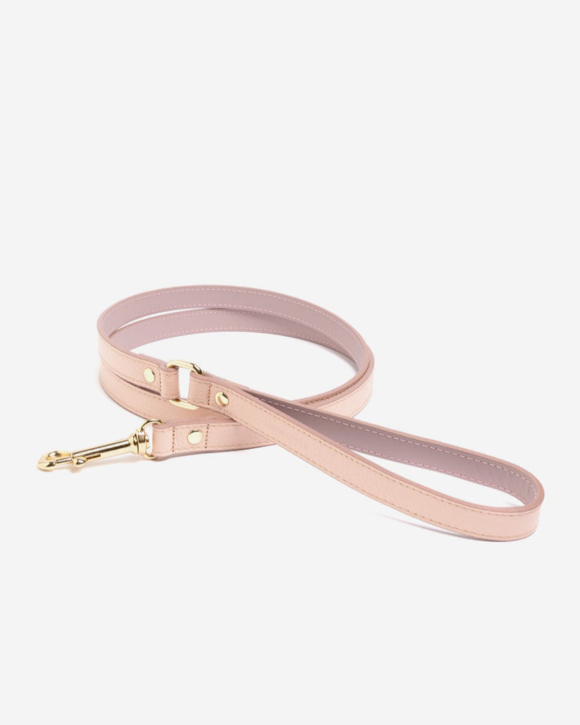 Nara Light Pink Leather Dog Leash