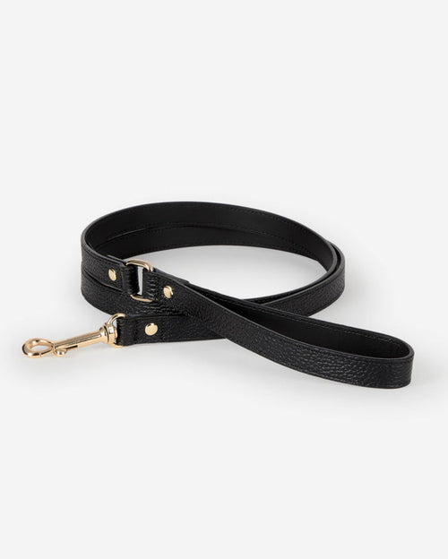 Nara premium black leather dog leash, stylish and durable, perfect for daily walks