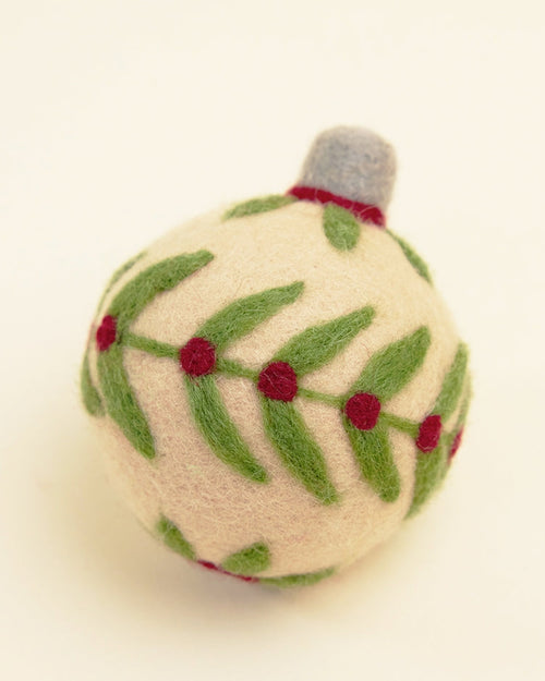 Holly Jolly Ornament Wool Dog Toy