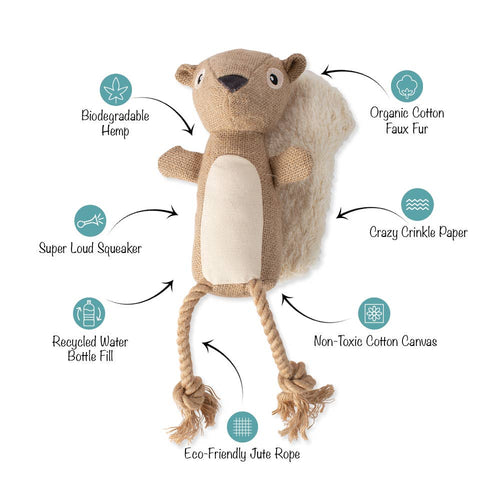 Nutty Buddy Squirrel Organic Dog Toy