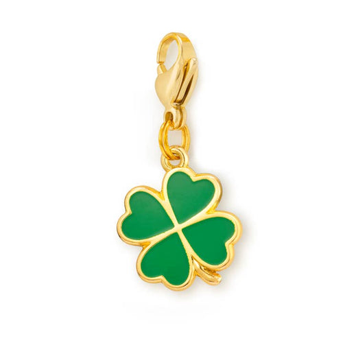 Lucky clover pet charm accessory with a timeless design, ideal for adding personality to collars, loved by dachshunds, cavapoos, and corgis