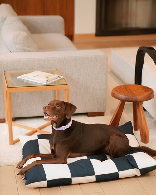Large Checkered Black and White Dog Bed