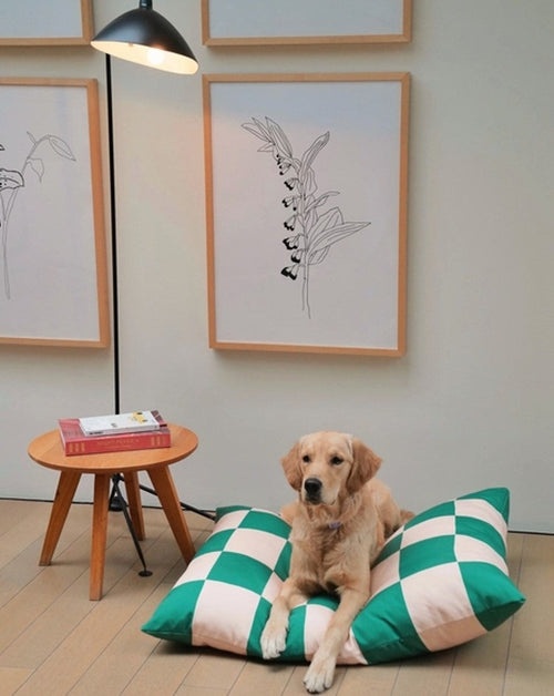 Green Check Dog Bed
