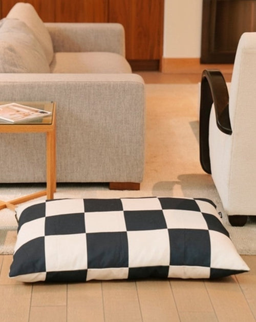 Large Checkered Black and White Dog Bed