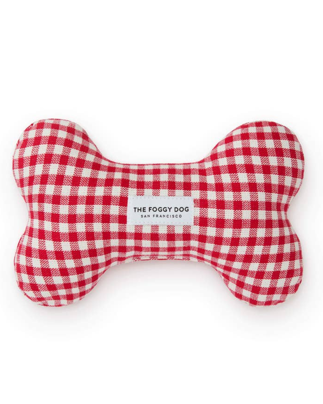 Cute to the Bone Red Gingham Dog Toy