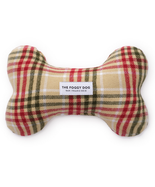 Cute to the Bone Tan Plaid Dog Toy