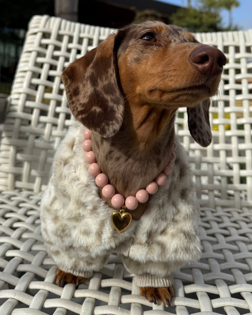 Polished Pup Blush Beaded Dog Necklace