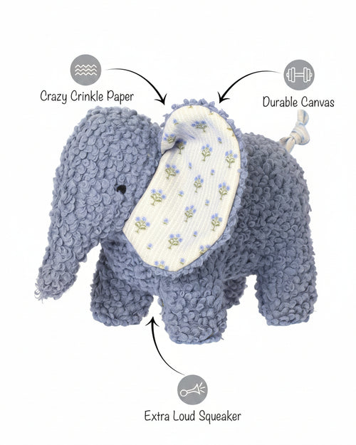 Trunk Show Blue Elephant Dog Toy