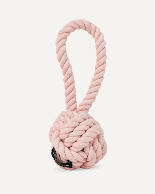 Cute pink rope dog toy, perfect for interactive play and chewing fun