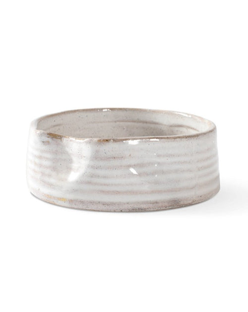 In the Groove White Ribbed Dog Bowl