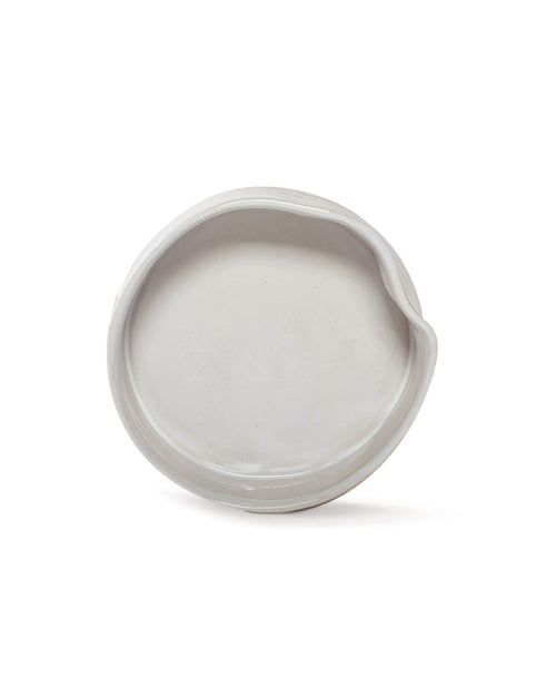 In the Groove White Ribbed Dog Bowl