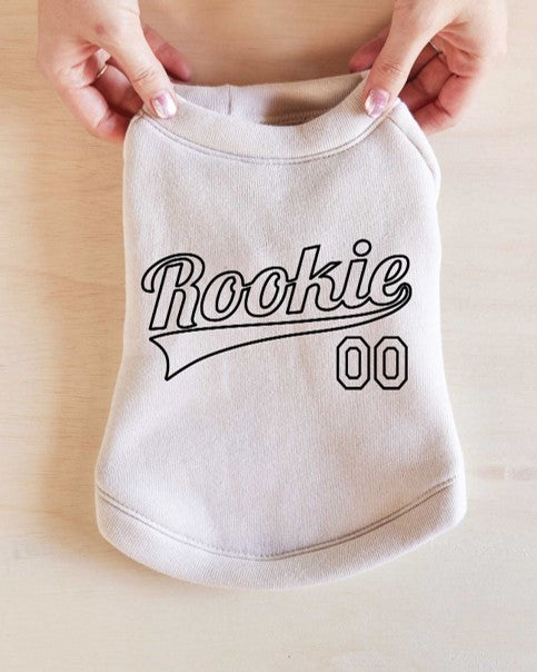 Rookie of the Year Dog Sweatshirt, ideal for X-small Chihuahuas looking to stay stylish and comfy.