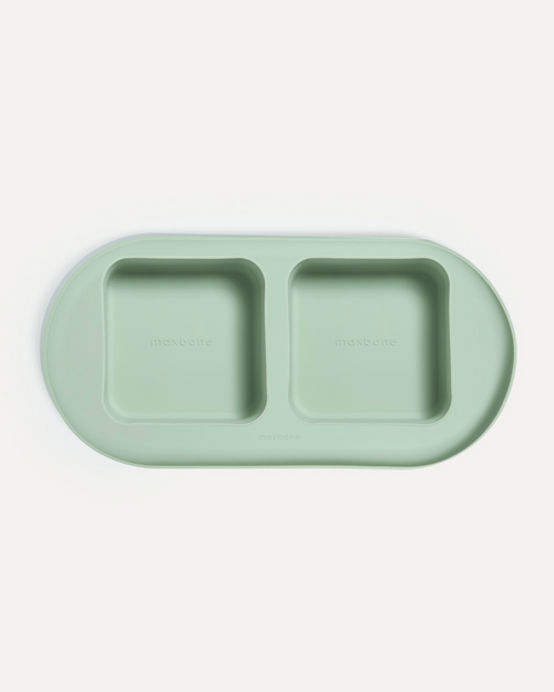 Hip To Be Square Dog Bowl + Mat Set, Green