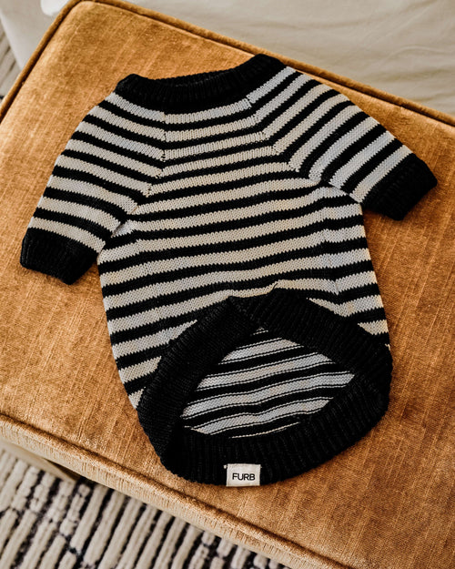Like A Bandit Black Striped Sweater Product Image Detail. toy poodle sweaters 