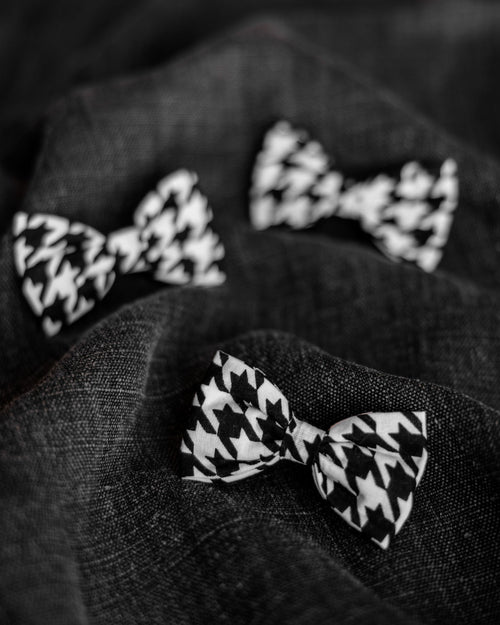 Watson Black + White Houndstooth Bow Tie Product Image Detail