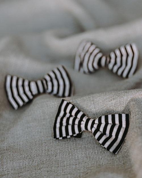 Captain Black + White Striped Bow Tie Product Image Detail