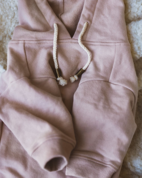 Ziggy Blush Hoodie Product Image Detail. Bichon pink hoodie.