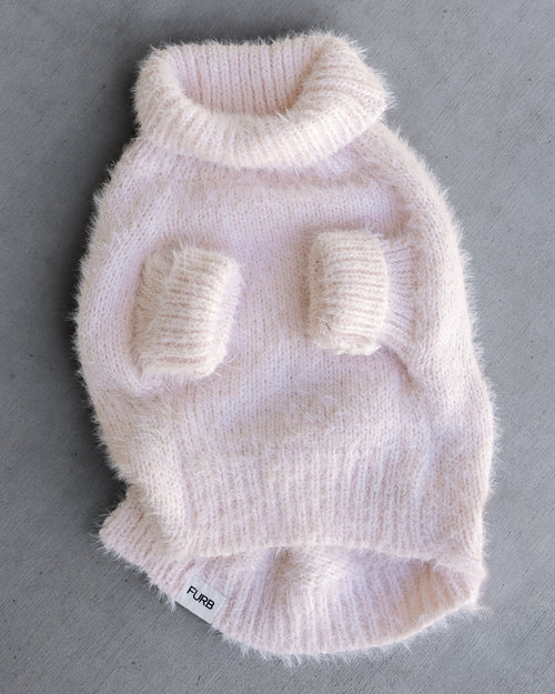 Billie Blush Eyelash Knit Turtleneck Product Image Detail. Corgi pink shirt.