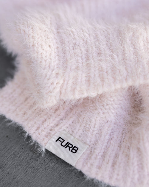 Billie Blush Eyelash Knit Turtleneck Product Image Detail. Frenchie pink shirt.