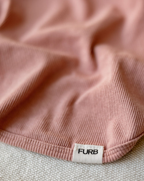 Halifax Dusty Rose Ribbed Turtleneck Product Image Detail. Frenchie pink shirt.