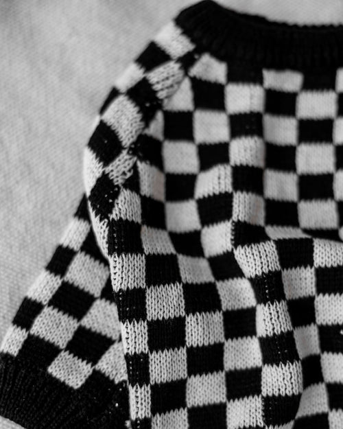 Arlo Black Check Sweater Product Image Detail. french bulldog sweater 