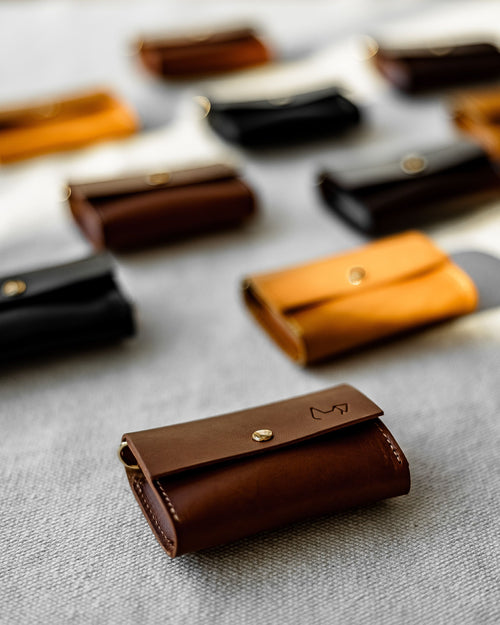 Leather Waste Bag Dispenser in Cognac Product Image Detail