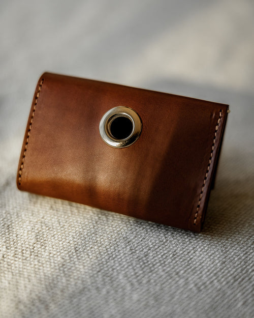 Leather Waste Bag Dispenser in Cognac Product Image Detail