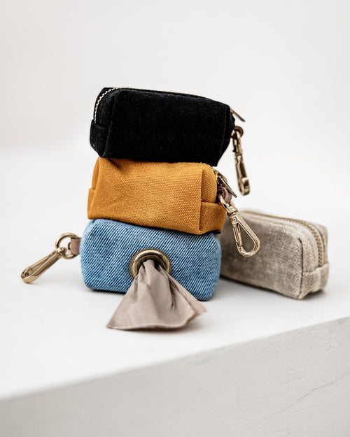 Foggy Dog Waste Bag Holder in Upcycled Denim Product Image Detail