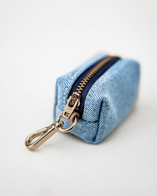 Foggy Dog Waste Bag Holder in Upcycled Denim Product Image Detail