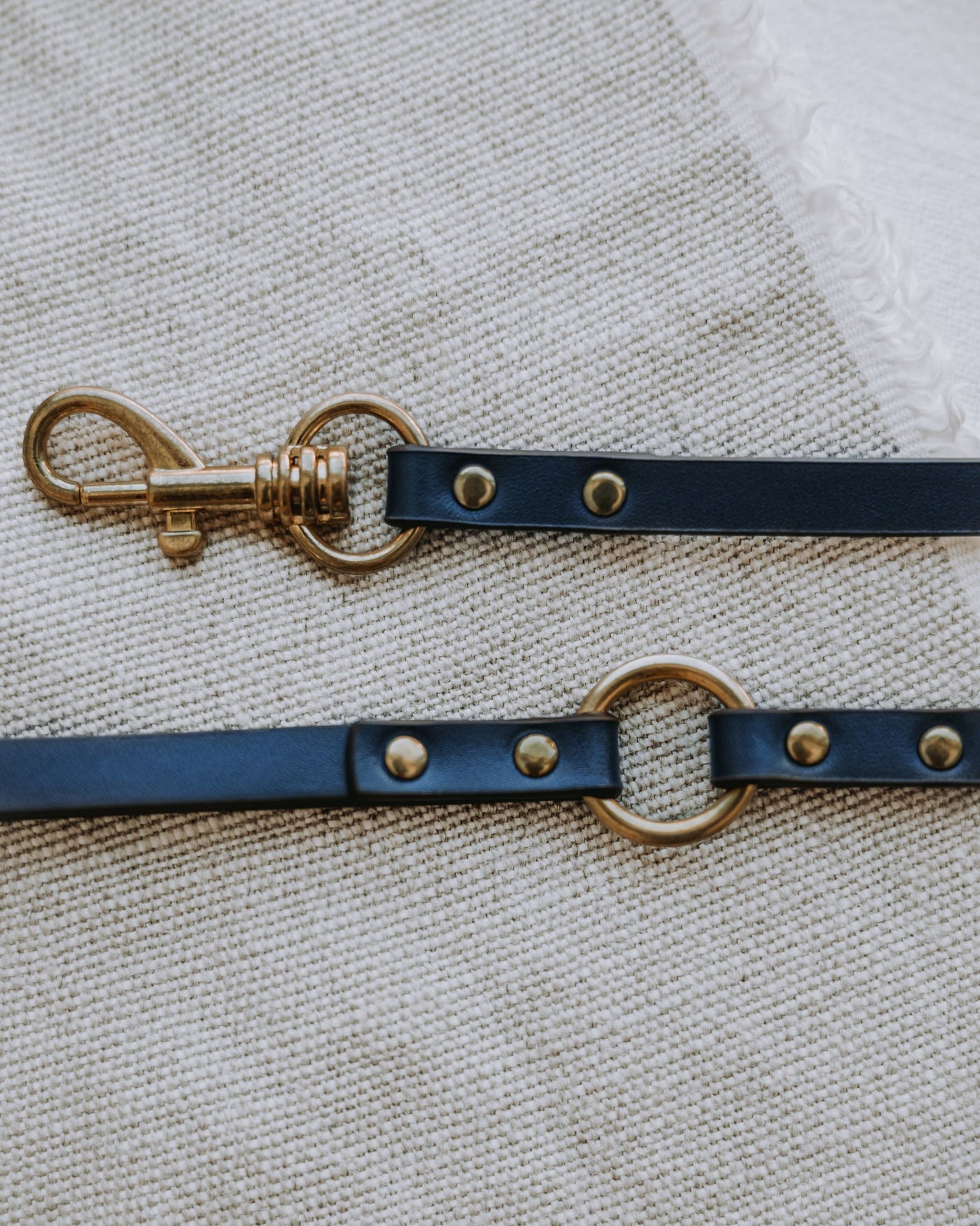 Cannon Navy Leather Leash Product Image Detail