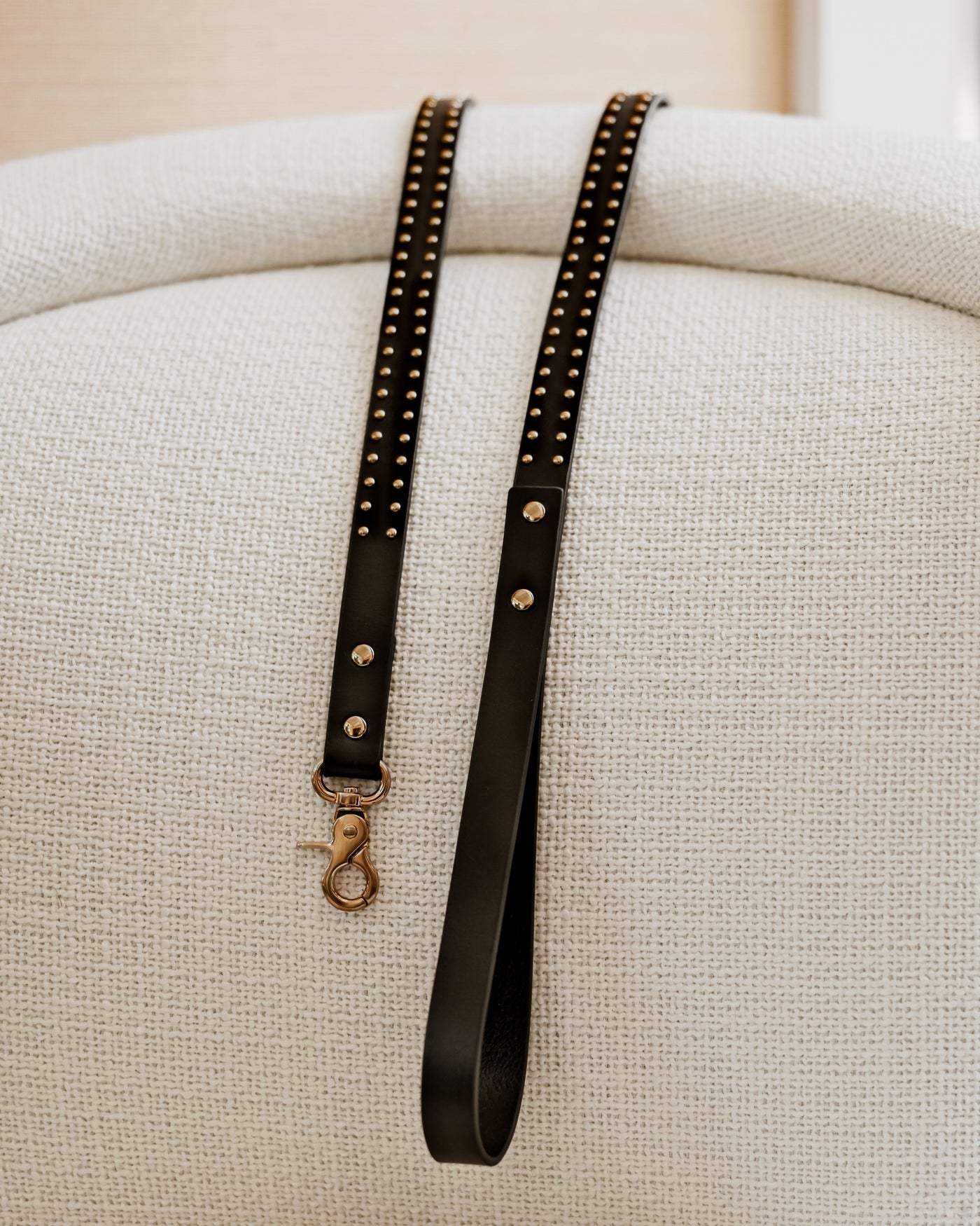 What a Stud Black Leather Leash Product Image Detail