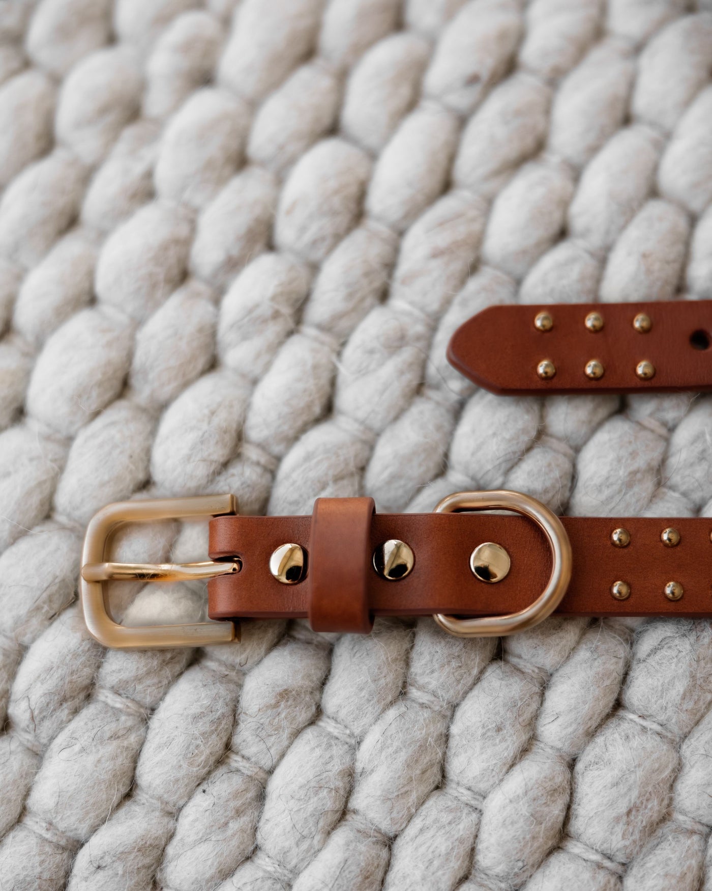 What a Stud Tan Leather Collar Product Image Detail