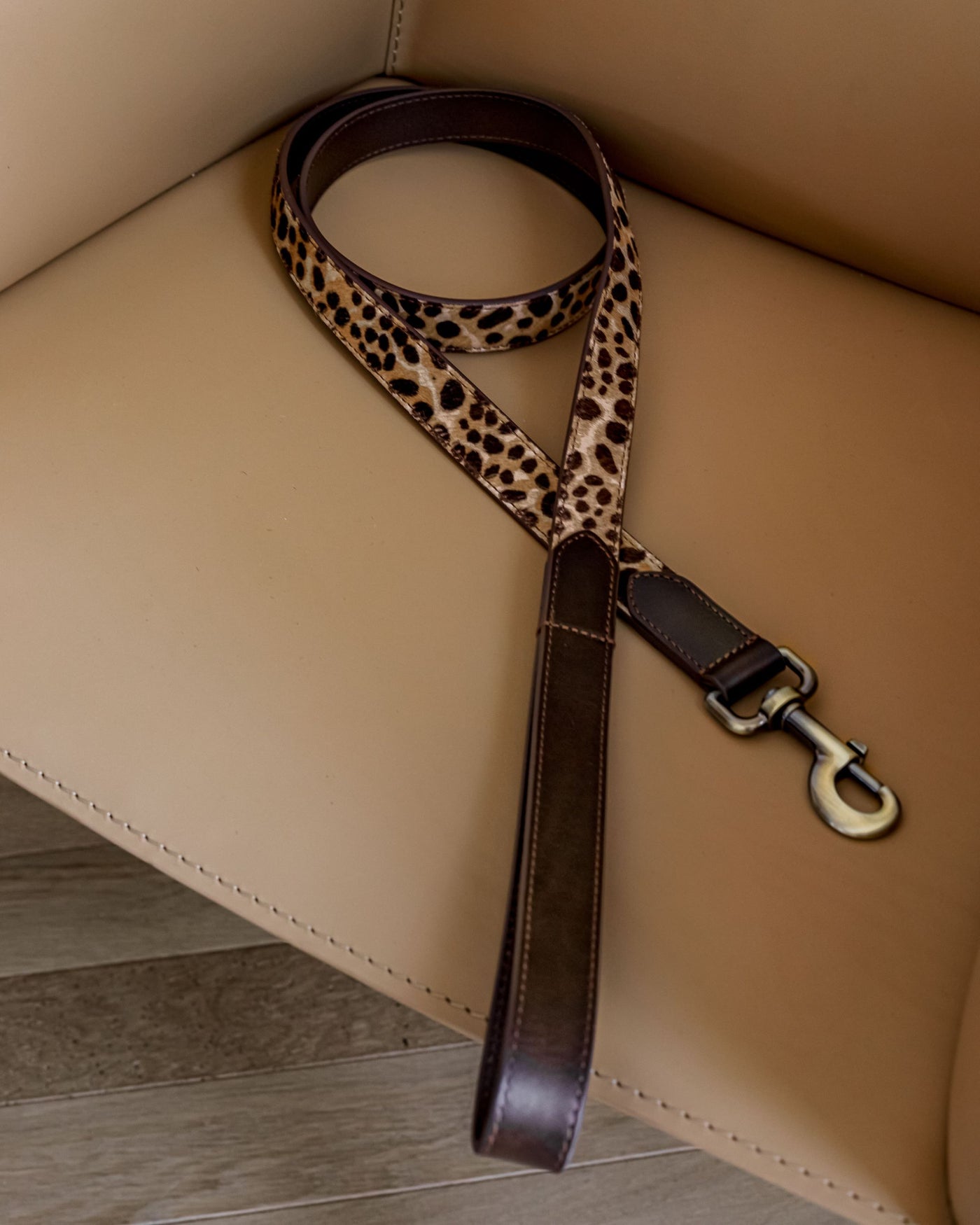 Wylde Brown Spotted Pony Fur Leash Product Image Detail