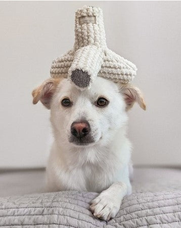 Soft and stylish dog toy in taupe – quiet enough for indoor fetch sessions